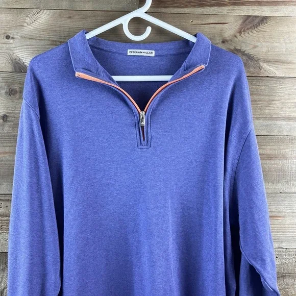 Peter Millar Mens Shirt Long Sleeve 1/4 Zip Pullover Cotton Golf Preppy XXL - Picture 2 of 8